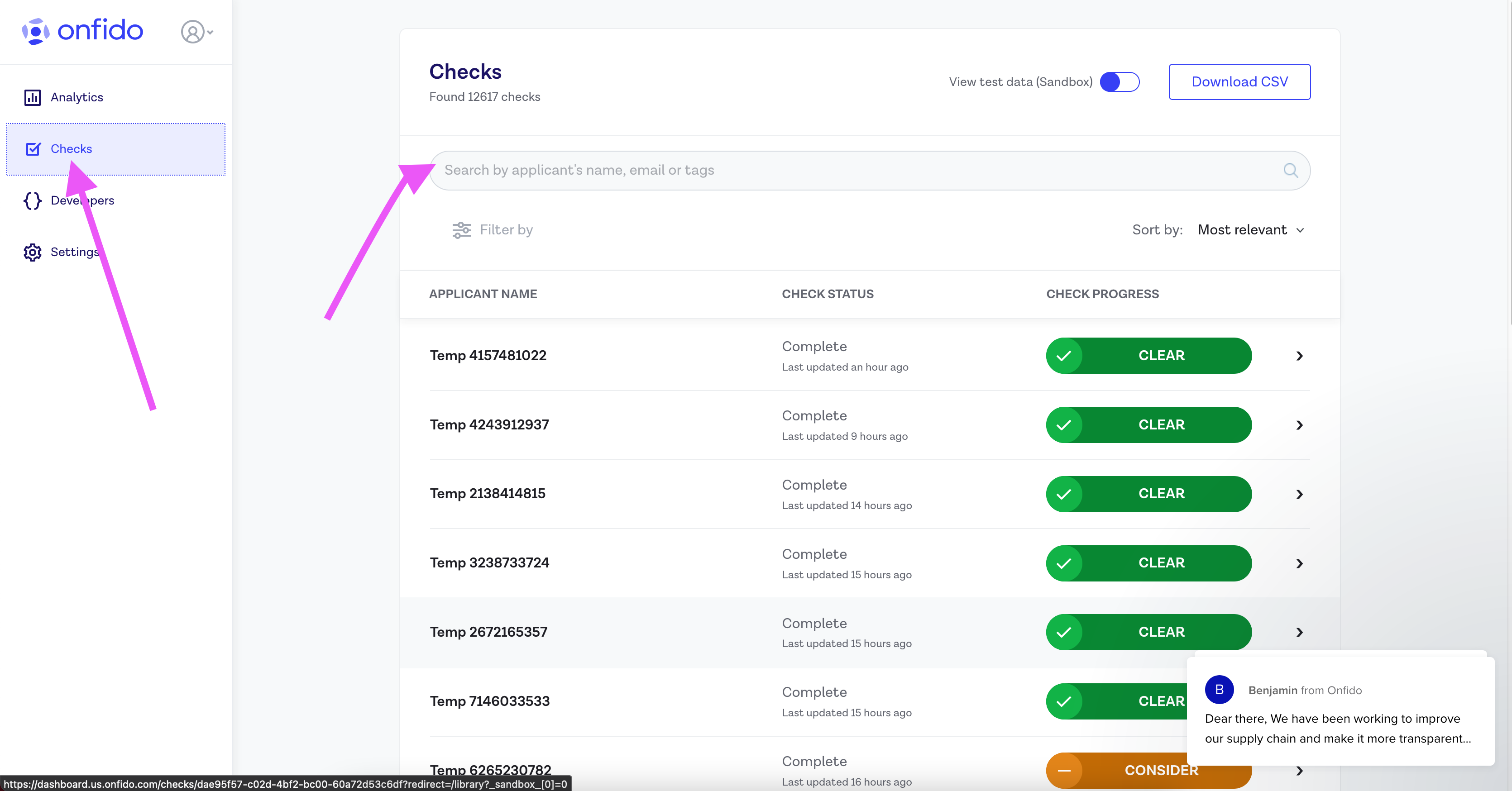 Onfido page